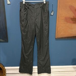 Vintage Street Magic Blackjsh Grey Shiny Faux Leather Type Disco Flared Pants